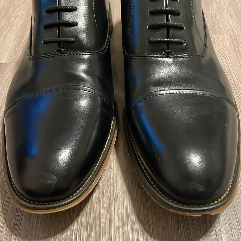 Bruno Marc Men's Oxford Shoes Size 12 Black Classic Cap Toe PU Leather Formal